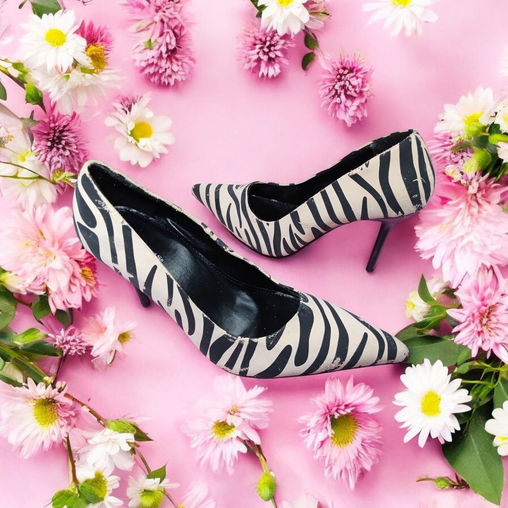Black and White Zebra Print Heels